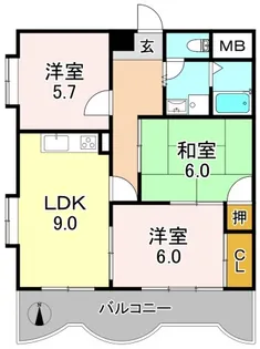 セントラルマンション太平【7階】の間取り