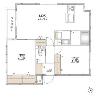 ヘーベルメゾン三鷹【2階】の間取り