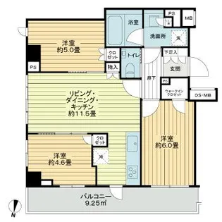 オープンレジデンシア中野中央【5階】の間取り