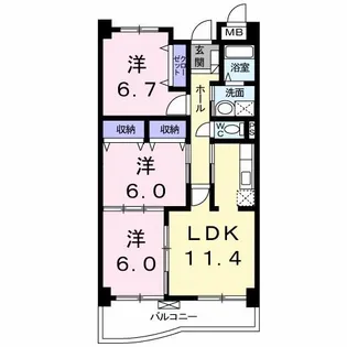 クレメント・ミヤマエ【3階】の間取り