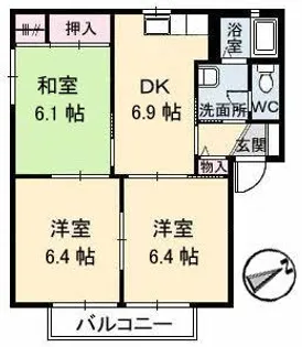 ディアス岡田 B棟【1階】の間取り