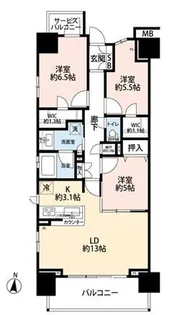 クレストシティ木場【7階】の間取り