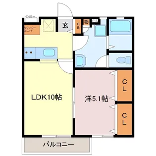スリーライン中津【1階】の間取り