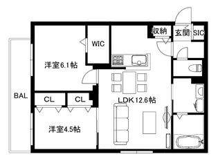 ブランシャールKAI中島公園(令和8年8月1日入居開始)【4階】の間取り