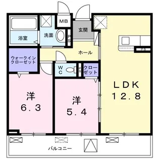 ルボアール箕面 B棟【3階】の間取り