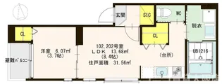 ハーモニーテラス菱屋町【2階】の間取り