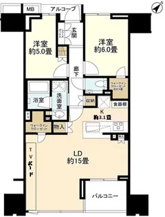 ザ・パークハウス日本橋大伝馬町【4階】の間取り