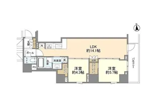 サンウッドフラッツ新宿四谷三丁目【9階】の間取り