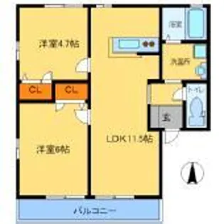ルミエールA【2階】の間取り