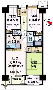 ラミーユ浦和ハイライズ ファーストキャッスル 1匹可 P有【4階】の間取り