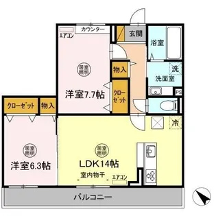 茨城県ひたちなか市大字中根【アパート】の間取り