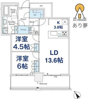 ザ・タワー横浜北仲【36階】の間取り
