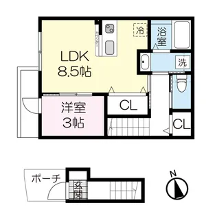 カーサグラシア中江【2階】の間取り