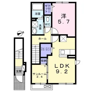 シャン・ド・プレールB【2階】の間取り