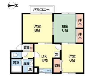 ボヌール八橋B【2階】の間取り