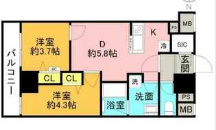 エル・グランジュテ新宿【12階】の間取り