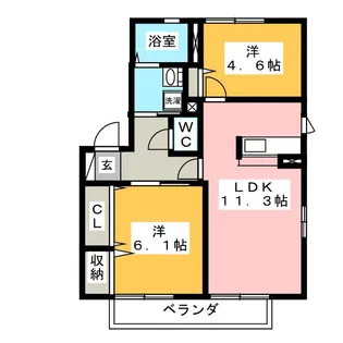 ラカーサフェリス B棟【2階】の間取り
