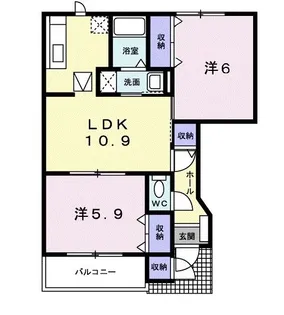 トゥル-スA【1階】の間取り