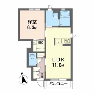 シャーメゾン朝日ヶ丘D【1階】の間取り