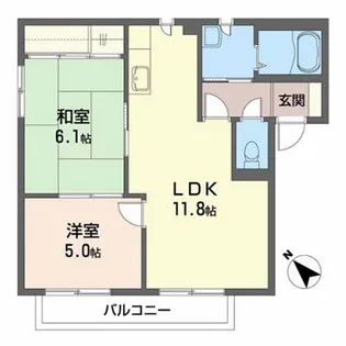 メゾン・グリシーヌB【1階】の間取り