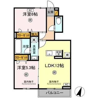 ヒルズ平泉【1階】の間取り