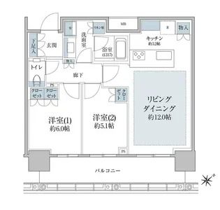 Brillia Tower 浜離宮【29階】の間取り