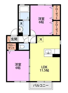 ロイヤルヒルズB【2階】の間取り