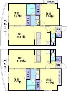 ルッシェ渡辺通【2階】の間取り