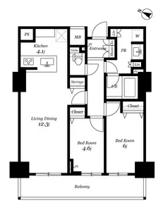 ロイヤルパークスER万代【8階】の間取り