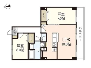 2LDKの間取り画像