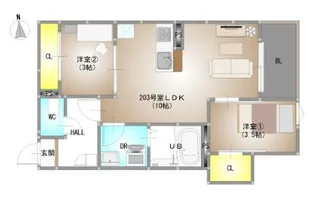 岡山県岡山市北区青江3【アパート】の間取り