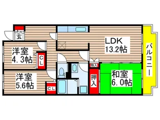 船橋夏見レジデンス【5階】の間取り