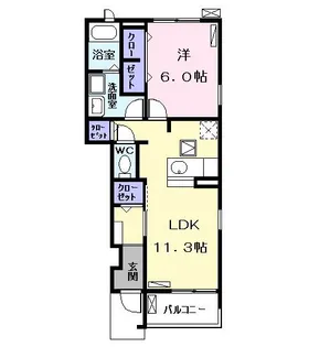 1LDKの間取り画像