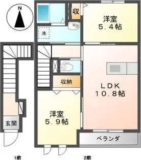 ディアベルジュ輝【2階】の間取り