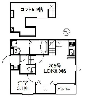 ベルフルール旭【2階】の間取り