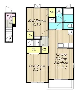 Cotton Rose 弐番館【2階】の間取り