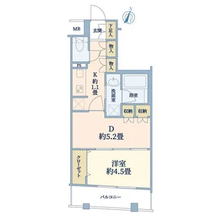 日神デュオステージ蒔田【4階】の間取り