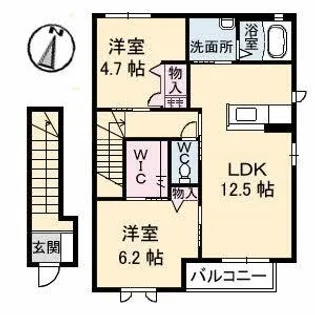 シャーメゾンJUNO A棟【2階】の間取り