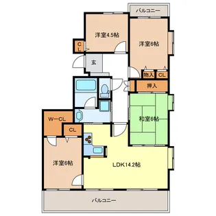 ダイアパレス金華橋【4階】の間取り
