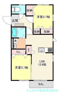 ウィズハイム山鹿F【2階】の間取り