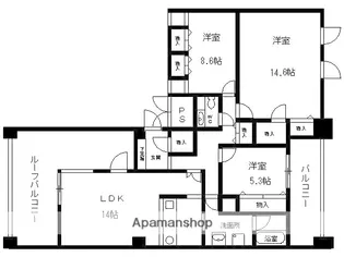 ES-Grande江坂公園(旧ハーヴェスタ江坂)【13階】の間取り