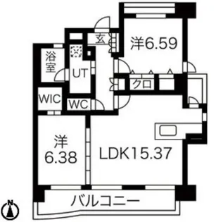 パラシオン西新【8階】の間取り
