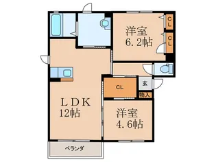 シャ-メゾン西泉B棟【2階】の間取り