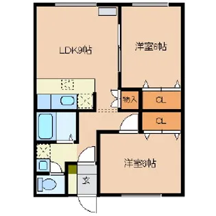 エーコーウエスタンハイツ【2階】の間取り