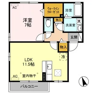 D-ROOM メイプルリーフA 102【1階】の間取り