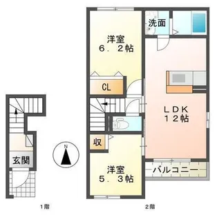 ディパーチャー【2階】の間取り