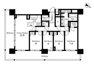 ロイヤルパークスER万代【12階】の間取り