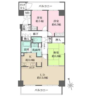 松戸中央公園パークハウス【2階】の間取り