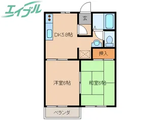 アリエスB【2階】の間取り