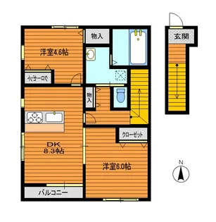 グリーンヒルズ吉岡B棟【2階】の間取り